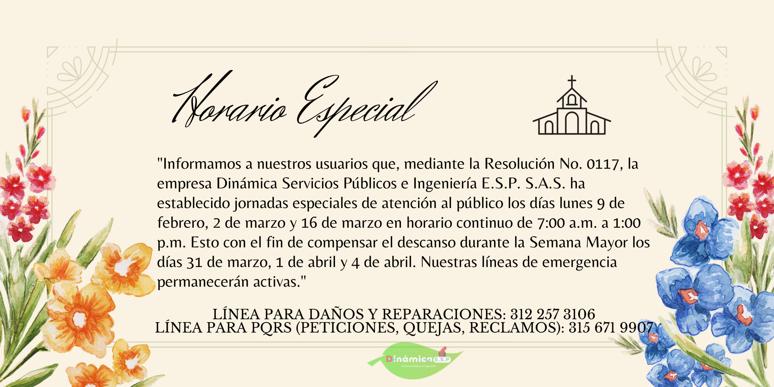 Horario Especial semana santa